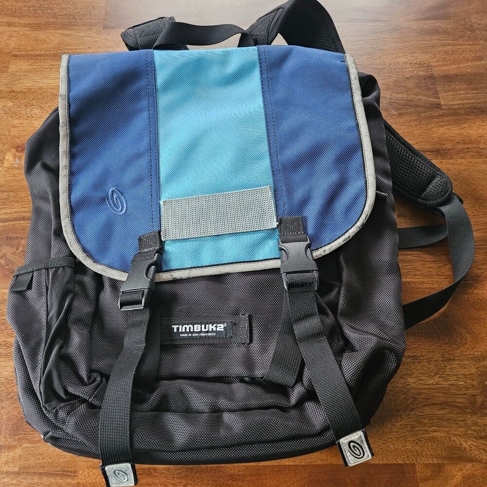 Timbuk2 Backpack Mens Black/Blue Roll Top Commuter Laptop Bag Urban Travel Work